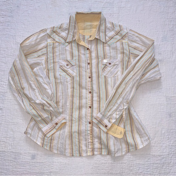 Wrangler Tops - Wrangler Unique Metallic Colorful Rainbow Threaded Snap Up Western Longsleeve 2X
